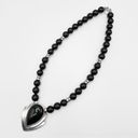 Onyx Vintage Black  Sterling Silver Statement Necklace Beaded Western Bohemian Photo 0