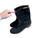 Jack Rogers  Women Boots Kaitlin Suede Stitches Mid Calf Pull On Shoes Black 7.5M Photo 2