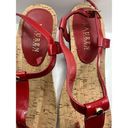 Ralph Lauren LAUREN  Rosalia Red T-Strap Wedge Cork Shoes Women's Size 9B Photo 3