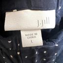 J.Jill  Women's Rayon Polka Dot Casual Pants Wide Leg Navy White Pockets Large Photo 9
