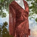 Lush Clothing Lush Size Small Burgundy Print Long Sleeve Dress Brick Floral Photo 5