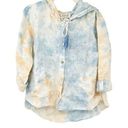 Rachel Zoe  Women Boho Tie Dye 100% Linen Hooded Button Up Shirt Top Size M Photo 0