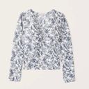 Abercrombie & Fitch Blue Floral Long sleeve deep V Top Photo 0