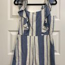 Peach Love Blue And White Stripe Romper With Pockets Photo 0