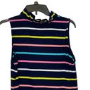 Crown & Ivy  Ruffle V-Neck Navy Striped Sleeveless Dress Casual Career Job Medium Photo 6