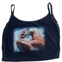 Boys Lie  Let Me Go Tank Black Graphic Cropped Tank Top Angel Cherubs Clouds, OS Photo 1