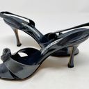 Manolo Blahnik Patent Leather Slingback Sandal Heels Gray Size 5.5 Photo 1