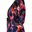 Parker  Small Peplum Top Hook 'n Eye Closure Tie Front Cap Sleeve Abstract V-Neck Photo 3