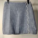 J.Crew  Factory Scalloped Front Mini Skirt Blue Pencil Women's 2 NEW NWT H4918 Photo 0