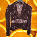 Laundry by Shelli Segal  Velvet Velour Brown Blazer with Floral Waist Size 4 Photo 2