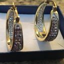 The Row Gold Plated Inside out 4 Crystal Hoops 1 1/4" Photo 0