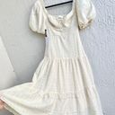 ASTR NWT  The Label Baldwin Pointelle Puff Sleeve Midi Dress Cream Women's XS Photo 3