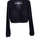 Klassy Network  Knit V Neck Long Sleeve Crop Black Brami Sweater Size XL Photo 0