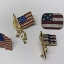 Lot Of 4 Costume Brooch Pins Red White & Blue American Patriotic, Flags Etc Photo 0