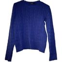 Brooks Brothers  100% Italian Cashmere Sweater Cable Knit Crew Neck Blue S Photo 0