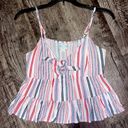 Jun & Ivy Boutique Striped Front Tie Tank Top Small Cropped Red White Blue Adjustable cami Photo 2