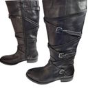 Arturo Chiang  black leather buckle tall boot moto size 7 Photo 5