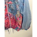 Athletic Works  Jacket Women LARGE Blue Pink VTG Printed Full Zip Windbreaker Photo 2