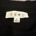 THML  Women’s S  Pullover Sweater Black Colorful Open Crochet Afghan Knit Collar Photo 2