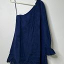 Hill House  'The Mila Dress' One Shoulder Navy Blue Linen Women's Small NEW Photo 0