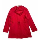 Habitat * Button Front Hooded Lightweight Jacket Womens M Red Deconstructed Seams Photo 4