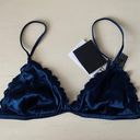 ZARA NWT Navy Blue  silky satin ruched bralette Photo 2