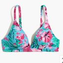 J.Crew  Blue and Rose Floral French Swim Bikini Top Bathing Suit Photo 0