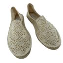 West Loop Women’s Creme Fabric Crochet Slip On Espadrille Flats Large 9/10 Photo 0