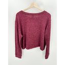 Agnes & Dora  Top Women XL Burgundy Red Long Sleeve Cut Off Crew Neck Cropped Photo 1