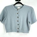 Wilfred  Free Aritzia Shrunken Knit Cardigan Sweater Crop Minimalist Blue large Photo 1