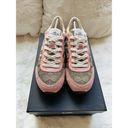 Coach NIB  C142 Sig Jacq Runner Sneaker Size 6/36 Khaki/Petal LDL Pink/Rosegold Photo 2