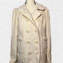 Juicy Couture Wool Blend Double Breasted Pea Coat Jacket in Cream Size Large Photo 0