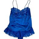 Vintage Blue 80s  Julianna Nylon and Lace Playsuit, teddy, romper size Med Photo 0