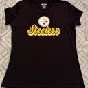 NFL Team Apparel Woman’s Lg Pittsburgh Steelers Short Sleeve Sleepwear Shirt Black/Yellow 19x26  Photo 0