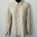 Tommy Bahama  Beige Tan Silk Button Down Blouse Sz Large Photo 0