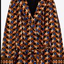 ZARA  NWT Satin Orange Printed Belted Blazer Photo 2