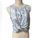 Wildfox Sweat Twisted Long Crop Top Marble Blue Pastel Pink Blue Womens Size XL Photo 0