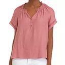 Wonderly  Dusty Rose Pink Mauve Peasant Short Sleeve Shirt Top Large Sheen Belk Photo 0