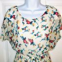 Lush Clothing LUSH Floral Backless Dress Chiffon Faux Wrap Back Ivory S Photo 3