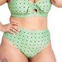 Modcloth NWOT  The Frankly High Waisted Bikini Bottoms Green Retro Daisy Print Photo 2