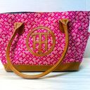 Tommy Hilfiger  Women's Pink Logo Print Medium Tote Bag Handbag Purse Pockets Photo 0