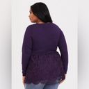 Torrid  Purple Lace Babydoll Pullover Peplum Long Sleeve Photo 8