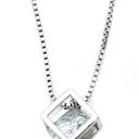 Nordstrom Sterling 925 Stamped Floating Diamond Box Chain Necklace  Photo 2