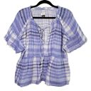 Pilcro and the Letterpress Anthropologie  Purple Plaid Peasant Top Photo 0