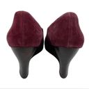 Eileen Fisher Round Toe Slip On Burgundy Suede Wedge Shoes Size 5.5 Photo 4