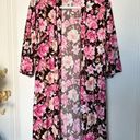 Laura Ashley  Pink Brown Floral Intimates Sleep Lounge Robe with Sleep Shorts M Photo 0