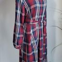 J.Jill , Ruby Red Plaid Belted Long Sleeve Midi Shirt Dress w Pockets Medium Photo 4