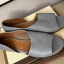 Anthropologie Souvenir Soft Leather Flats Blue Open Toe Slip on Styling SZ 8.5 Photo 0