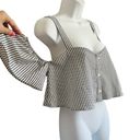 Nordstrom Leith Cold Shoulder Black White Striped Crop Top Flutter Sleeve size S NEW Tags Photo 5