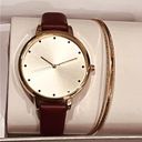 INC NEW  Womens Cinnamon Faux-Leather WATCH 35mm & Gold BRACELET Set Macys Boxed Photo 4